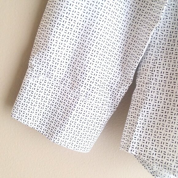 Nine West Men's Long Sleeve Dress Shirt M - Slim Fit White with Black Design NWT - Picture 7 of 16